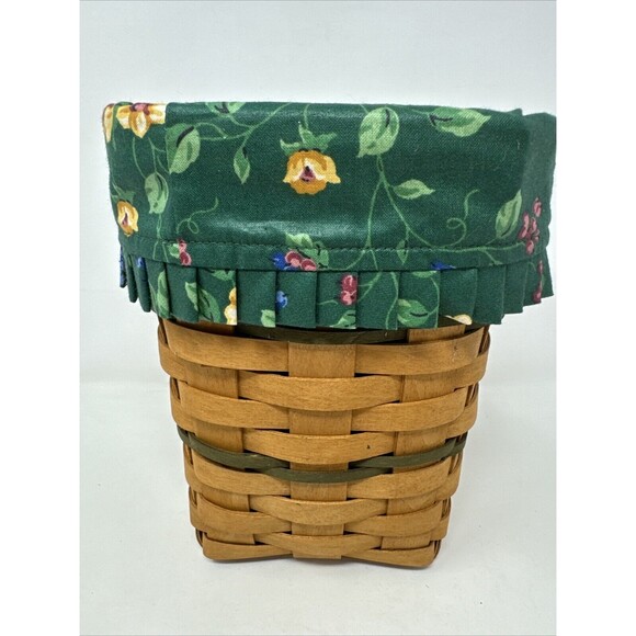 Longaberger 1996 Green Trim Medium Spoon Basket Emerald Vine Liner Protector - Picture 5 of 9